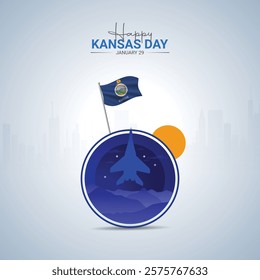Happy Kansas Day. Kansas Day creative ads design for social media design, January 29. Important day