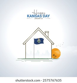 Happy Kansas Day. Kansas Day creative ads design for social media design, January 29. Important day