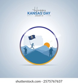 Happy Kansas Day. Kansas Day creative ads design for social media design, January 29. Important day