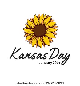 Happy Kansas Day with sun flower illustration, suitable use for banner, poster, flyer, sticker or card design