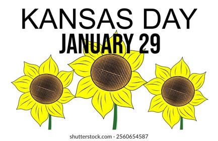 Happy Kansas Day with sunflower tree, suitable for banner, poster, flyer, sticker or card design