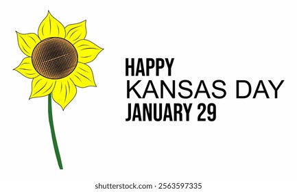 Happy Kansas Day with sunflower tree, suitable for banner, poster, flyer, sticker or card design