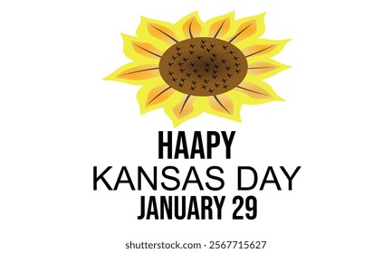 Happy Kansas Day with sunflowers, suitable for banner, poster, flyer, sticker or card designs