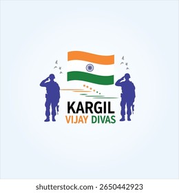 HAPPY KARAGIL VIJAY DIWAS  soldier is wearing a camouflage uniform and has a turban on his head. The mountain is depicted in shades of grey and white. indian flag holdin hand