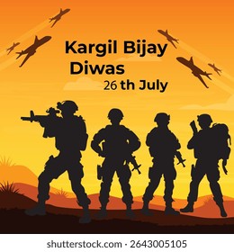 Happy Kargil Vijay Diwas. Soldiers celebrating victory at kargil