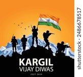 happy kargil vijay diwas. vector illustration of Indian army with flag. abstract vector illustration design
