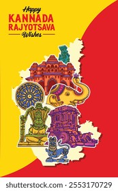 Feliz Karnataka Rajyotsava, Dia da Formação do Estado de Karnataka, Edifícios Históricos de Bangalore Hampi.