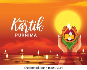 Happy Kartik Purnima Festival Background.