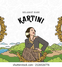 Happy kartini day vector illustration. Indonesian female heroes, women empowerment, heroes of women and human right in indonesia. 