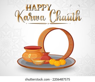 Happy Karva Chauth Banner Design illustration