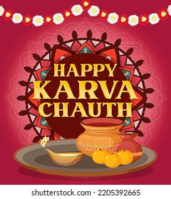Happy Karva Chauth Poster Design illustration