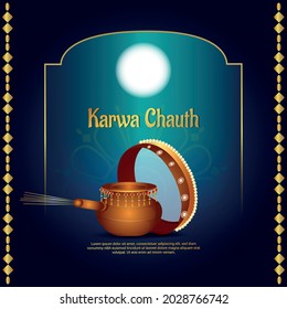 Happy karwa chauth celebration greeting card