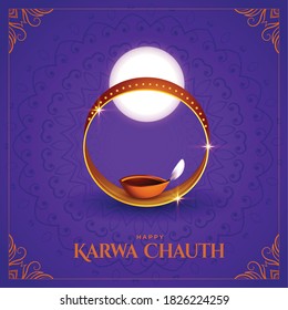 Happy karwa chauth decorative background of indian festival