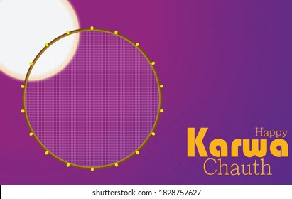Happy Karwa Chauth festival card with Karva Chauth is a one-day festival celebrated by Hindu women from some regions of India.