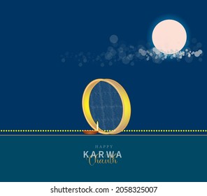 happy karwa chauth festival card with diya design