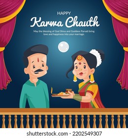 happy karwa chauth Indian festival  banner design template.