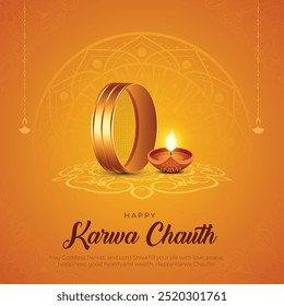 Happy Karwa Chauth Social Media Post and Greetings. Hindu Festival Karwa Chauth Celebration Creative Design Vector Illustration