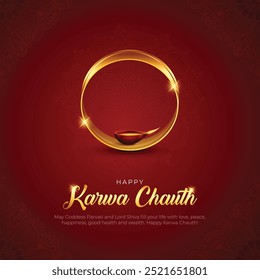 Happy Karwa Chauth Postagem nas Redes Sociais e Cartão de Saudação. Festival Hindu Karwa Chauth Celebração Design Criativo Ilustração Vetorial