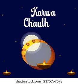 Happy Karwa Chauth of Traditional Festival Hand drawn illustration creative 