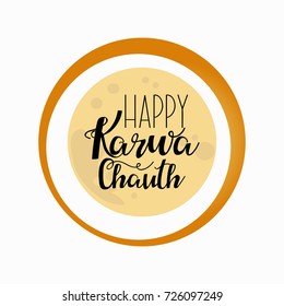 Happy Karwa Chauth, Vector Illustration. Lettering