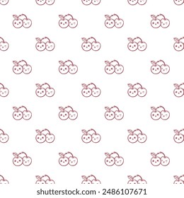 happy kawaii cherries seamless vector illustratoon