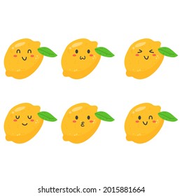 Happy kawaii citrus fruits emojis