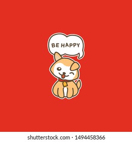 a happy kawaii dog with text bubble
