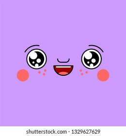 Happy Kawaii face Cute cartoon. Funny lucky