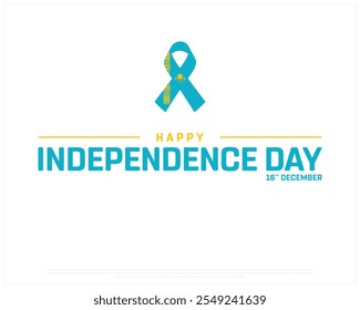 Happy KAZAKHSTAN Independence Day design on a white background, National Day of KAZAKHSTAN with ribbon flag, Typographic Design of KAZAKHSTAN Independence Day, Editable vector Design, 16th December