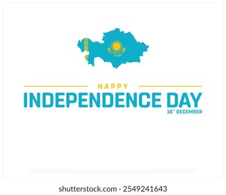 Happy KAZAKHSTAN Independence Day design on a white background, National Day of KAZAKHSTAN with map flag, Typographic Design of KAZAKHSTAN Independence Day, Editable vector Design, 16th December