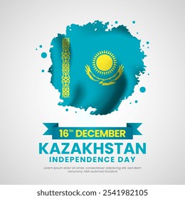 Happy Kazakhstan independence day Square Banner Background with grunge brush national flag illustration