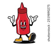 Happy Ketchup Bottle Character Dancing With Joyful Expression