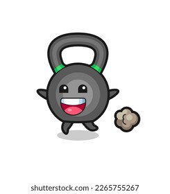 the happy kettleball cartoon with running pose , cute style design for t shirt, sticker, logo element