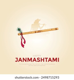 Happy Khrishna Janmashtami und Dahi Handi Hindu Festival der glücklichen Shree Lord krishna Gott geboren mit Janmashtami Text und Farbverlauf Hintergrund. abstrakte Vektorgrafik.