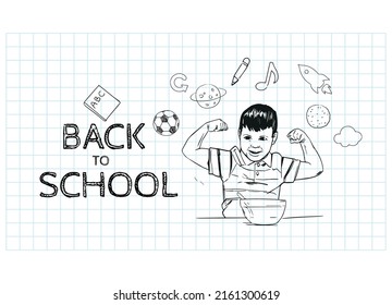 niño feliz de vuelta a la escuela