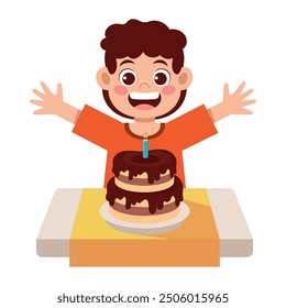 happy kid blowing birthday candle isolated