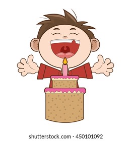 happy kid boy smiling isolated vector illustration