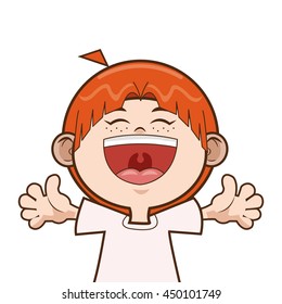 happy kid boy smiling isolated vector illustration