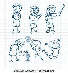 Colección portadora de dibujos animados de niños felices. 