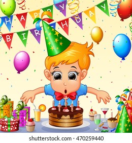 Happy kid celebrating birthday