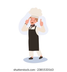Happy Kid Chef Giving Approval Sign. Kid Chef with Thumbs Up Gesture