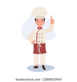 Happy Kid Chef Giving Approval Sign. Kid Chef with Thumbs Up Gesture