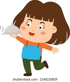 ilustración vectorial del chef de cocina infantil feliz