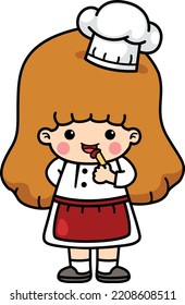 happy kid cooking chef vector illustration