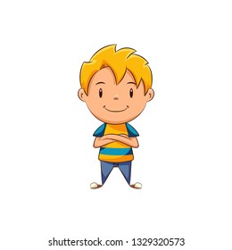 Happy kid crossed arms