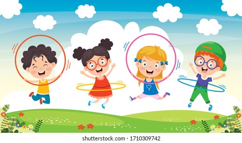 Happy Kid Doing Gymnastics Exercise