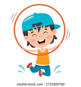 Happy Kid Doing Gymnastics Exercise