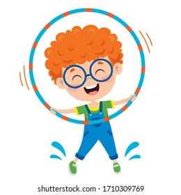 Happy Kid Doing Gymnastics Exercise