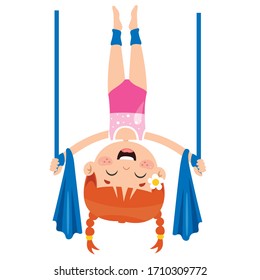 Happy Kid Doing Gymnastics Exercise