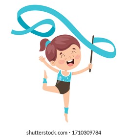 Happy Kid Doing Gymnastics Exercise